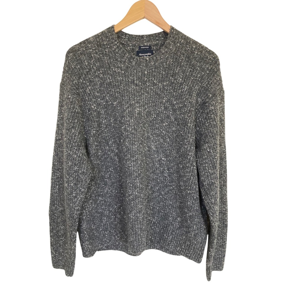 Abercrombie & Fitch Mens Oversized Knit Pullover Sweater Charcoal Marl Size S